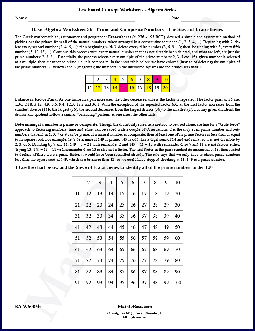 Pre-Algebra Worksheet Review 6 thumbnail